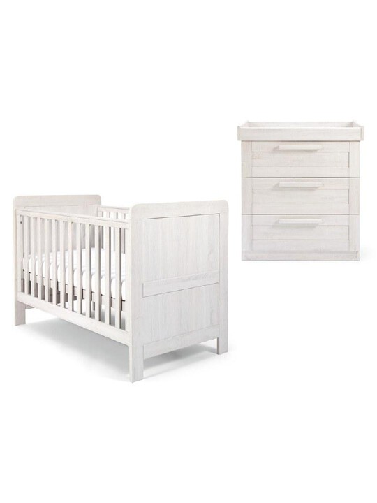 Atlas 2 Piece Cotbed with Dresser Changer Set - White image number 1
